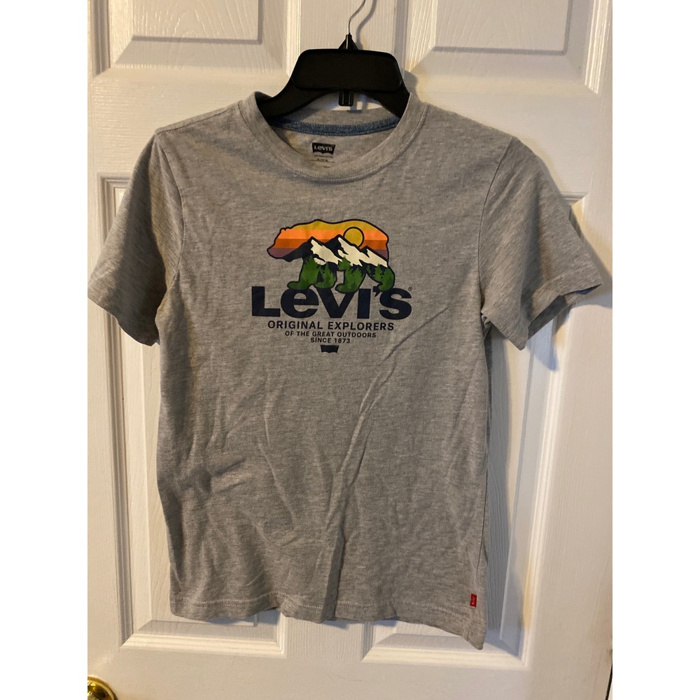 Levis Boys XL 14/16 Gray Original Explorers Bear Graphic T-Shirt M092-C87
